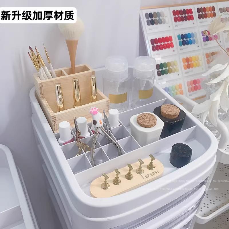 日式美甲推车防尘化妆品小推车多层可拆卸抽屉分格置物架饰品收纳