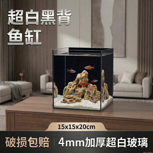 鱼缸金晶超白黑背玻璃缸小型客厅斗鱼金鱼孔雀鱼桌面造景