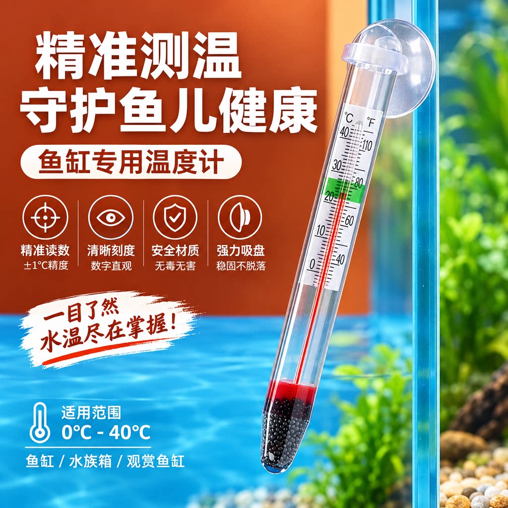 鱼缸温度计刻度清晰小巧准确										