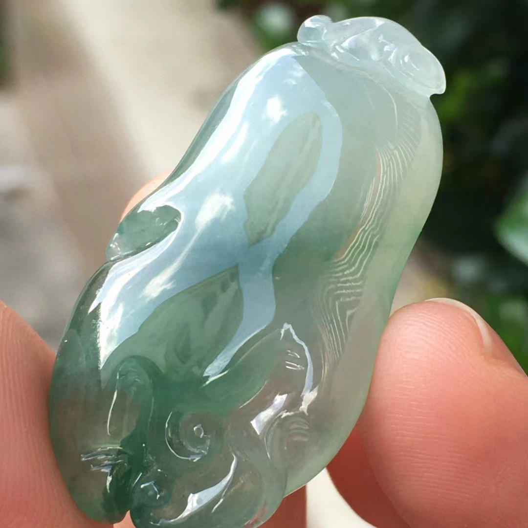 缅甸A货保真正品翡翠冰种飘花福瓜佛手吊坠挂件男女款