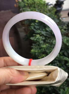 缅甸A货翡翠保真正品圈口55紫罗兰正圈扁条玉镯少女妈妈传承送礼