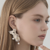 独特小白熊耳环AB款 BING美丽熊系列 小众设计个性 长耳坠不对称女