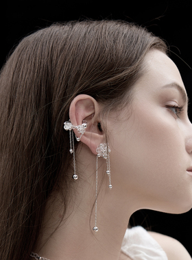 BING泡泡精灵系列原创多层流苏耳骨夹无耳洞女小众设计感高级耳环