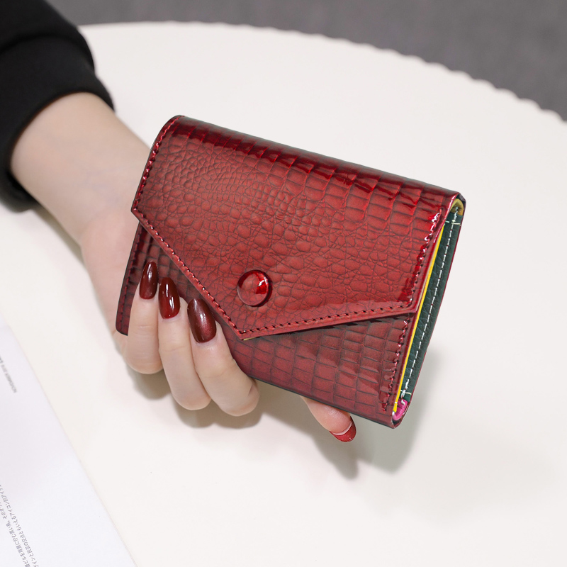 丝芙伦鳄鱼纹真皮小钱包便携实用