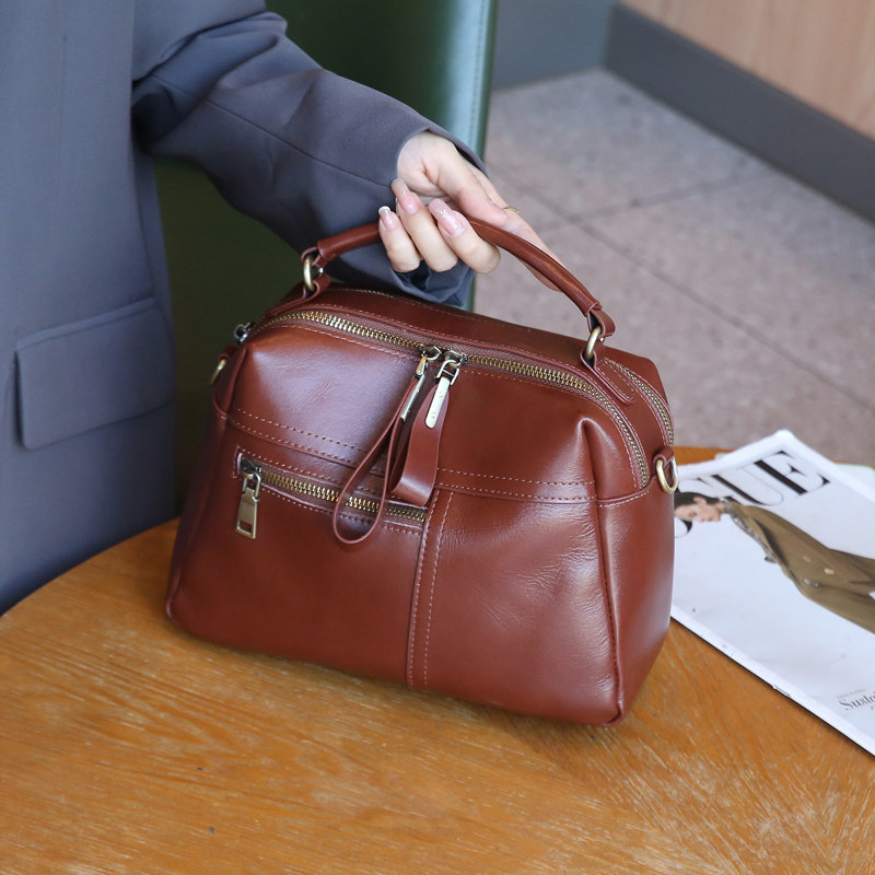 2025冬季新款真皮双拉链大容量手提小方包通勤百搭单肩斜挎包女包,箱包皮具/热销女包/男包,通用款女包,淘宝优惠券,粉丝福利购,淘宝优惠卷