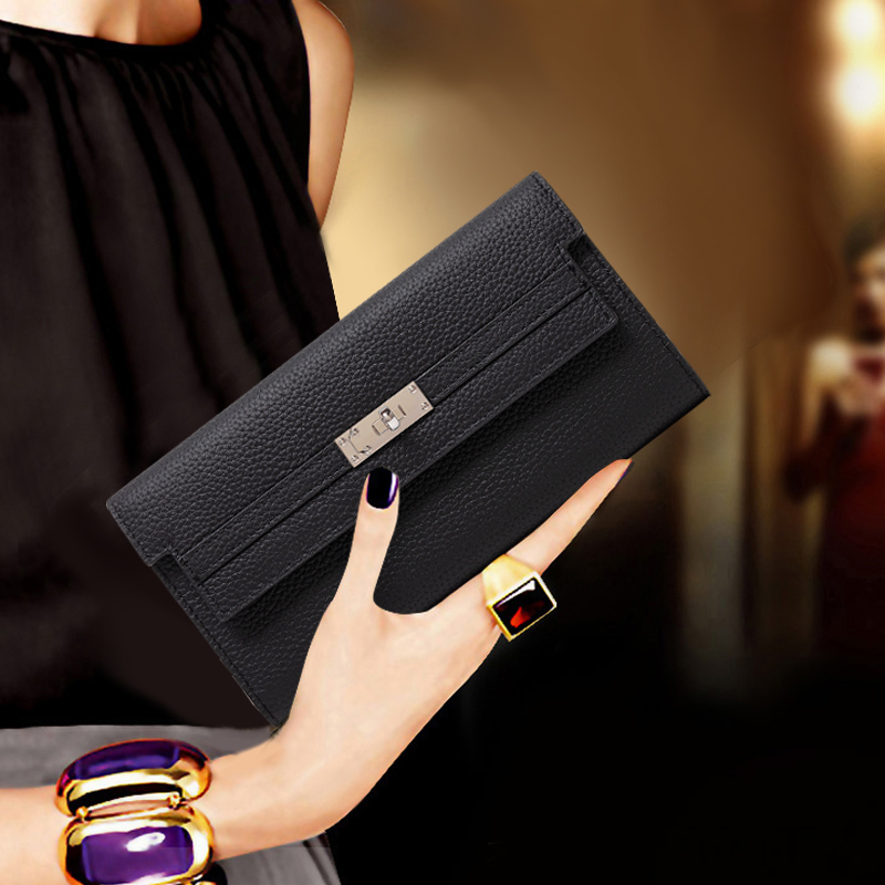 丝芙伦头层牛皮长款钱包大钞皮夹