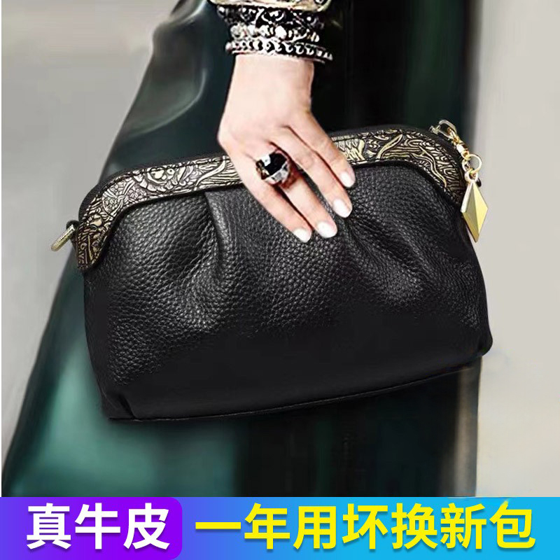 2025新款潮女真皮手拿包休闲百搭单肩斜挎小包软皮斜挎包大手机包