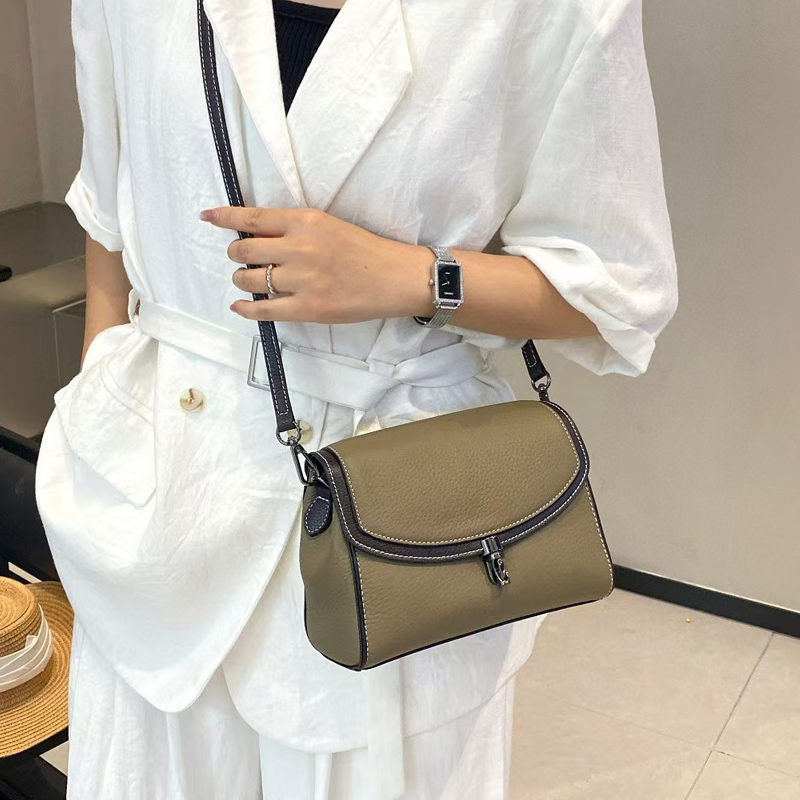 纯牛皮两根肩带斜挎包女百搭2025夏季新款真皮大容量休闲单肩小包