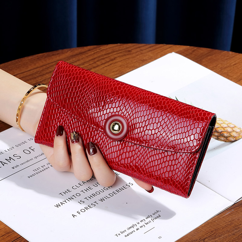 高级感蛇纹真皮长款钱包女气质2025新款软牛皮大容量大钞夹放手机