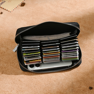 36卡位真皮长款钱包防消磁防盗刷拉链大钞夹牛皮大容量皮夹放手机