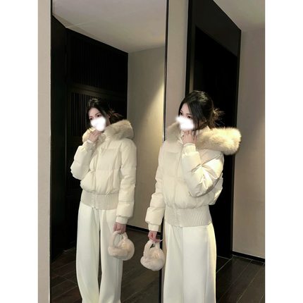 5werkwen 收腰小暖包|好比例 连帽毛领90白鸭绒收腰羽绒服外套