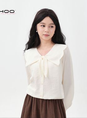 NHOO恩逅 设计感花朵宽边领结衬衫百搭韩系日系约会衬衫