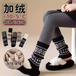 子 拼接堆堆袜套潮儿童一体绒外穿裤 女童打底裤 秋冬加绒加厚保暖裤
