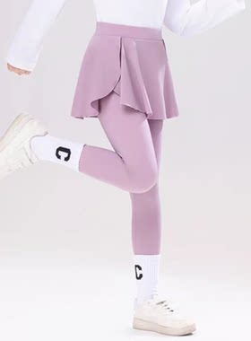 女童打底裤春夏秋儿童运动骑行假两件裙裤女孩外穿瑜伽弹力鲨鱼裤