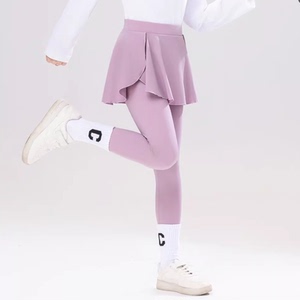 女童打底裤春夏秋儿童运动骑行假两件裙裤女孩外穿瑜伽弹力鲨鱼裤