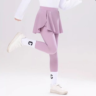 女童打底裤春夏秋儿童运动骑行假两件裙裤女孩外穿瑜伽弹力鲨鱼裤