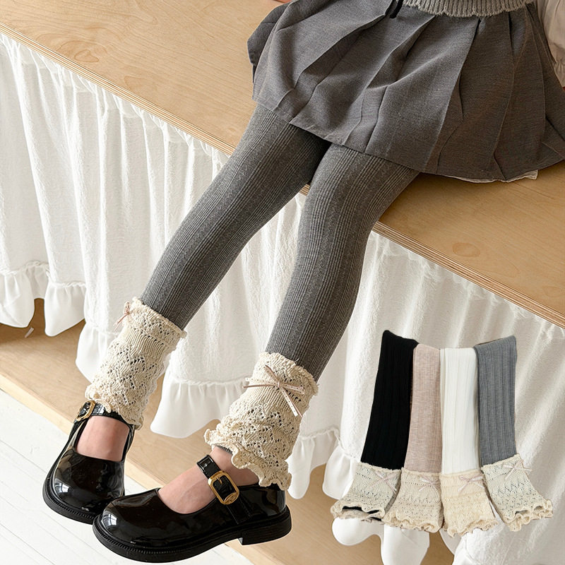 女童打底裤春秋儿童堆堆袜套一体裤子外穿九分裤潮女孩拼接连裤袜