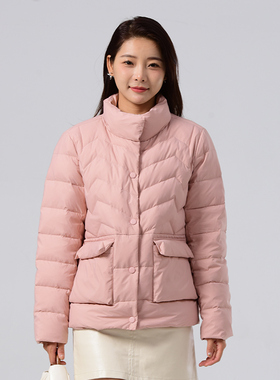 大羽羽绒服女轻薄短款秋冬款修身时尚休闲纯色百搭连帽外套703007