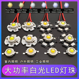 大功率1W3W5W白光LED灯珠暖白自然白3500K照明灯芯冷白10000k