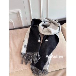 闭眼入！粉丝限定 经典黑灰奶茶双面老花100%山羊绒围巾披肩围脖