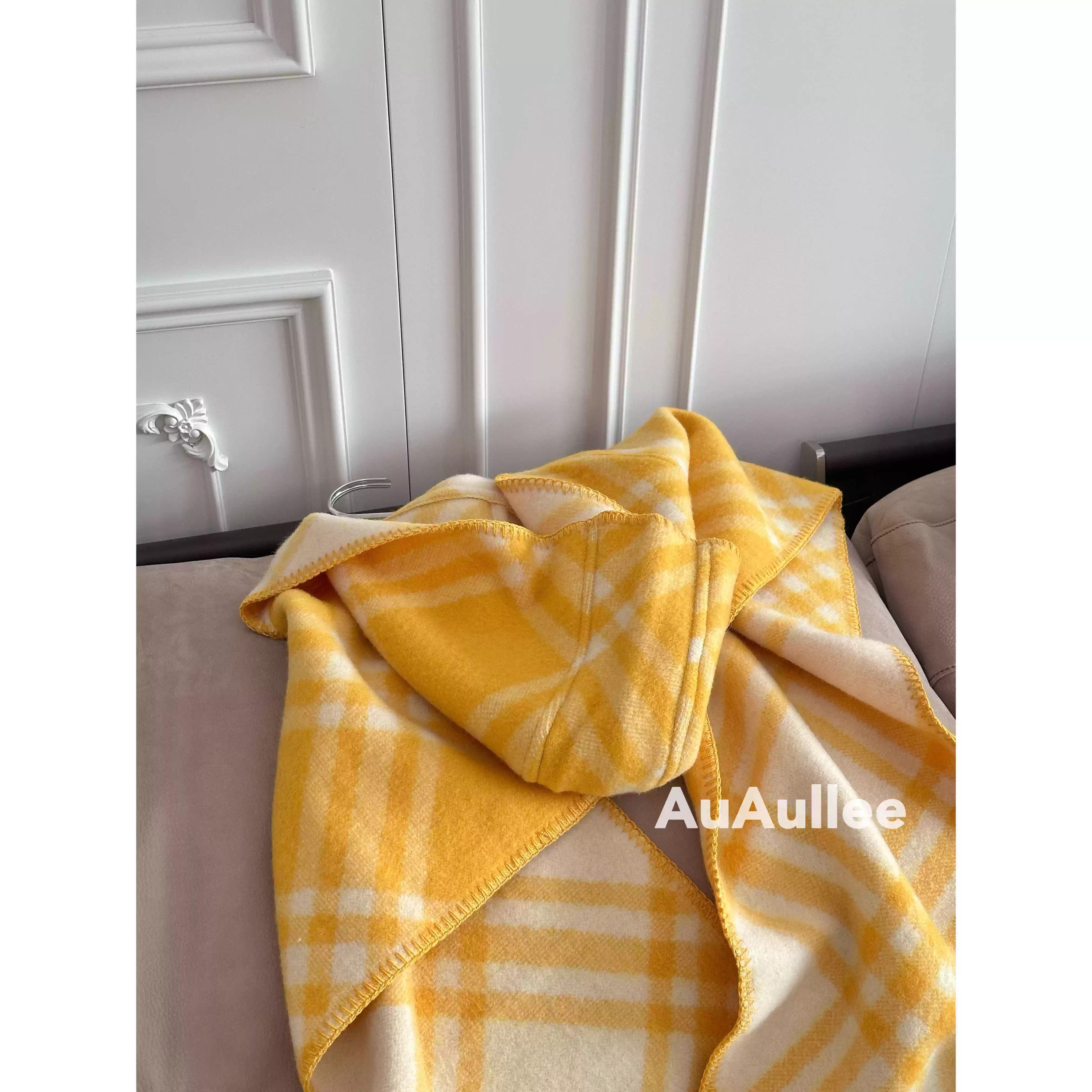 100%羊毛连帽子格纹格子围巾披肩