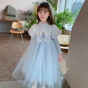 女童冬装爱莎公主裙子冰雪奇缘小女孩儿童秋冬毛衣艾莎连衣裙冬季