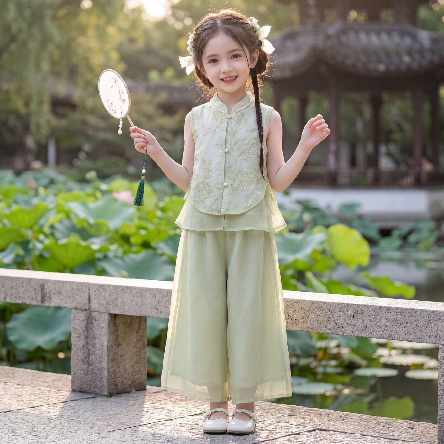 汉服女童2026新款夏装儿童新中式国风套装夏季女孩薄款唐装两件套