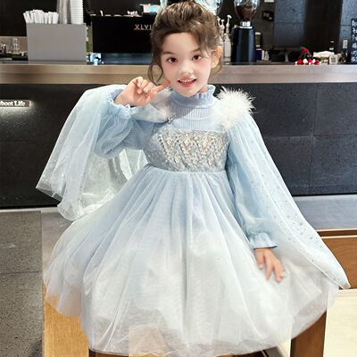 女童冬季连衣裙2026新款秋冬裙子儿童爱莎公主裙女孩绝美艾莎冬款