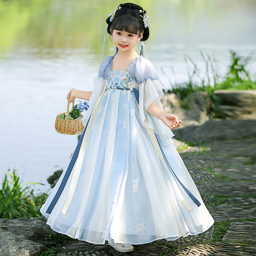 汉服夏季女童连衣裙2026新款唐装襦裙儿童古风超仙古装夏款中国风