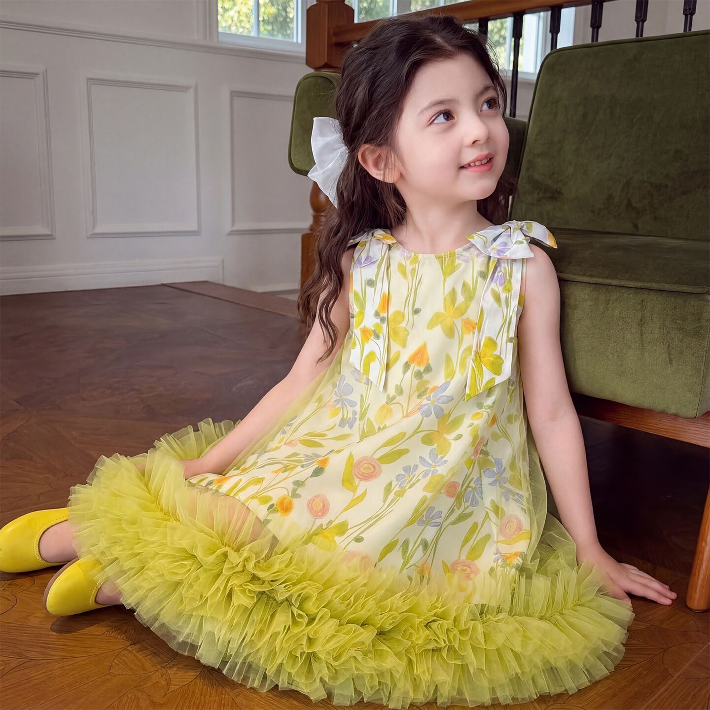 女童连衣裙夏装2026新款洋气儿童夏天碎花背心裙小女孩网纱公主裙