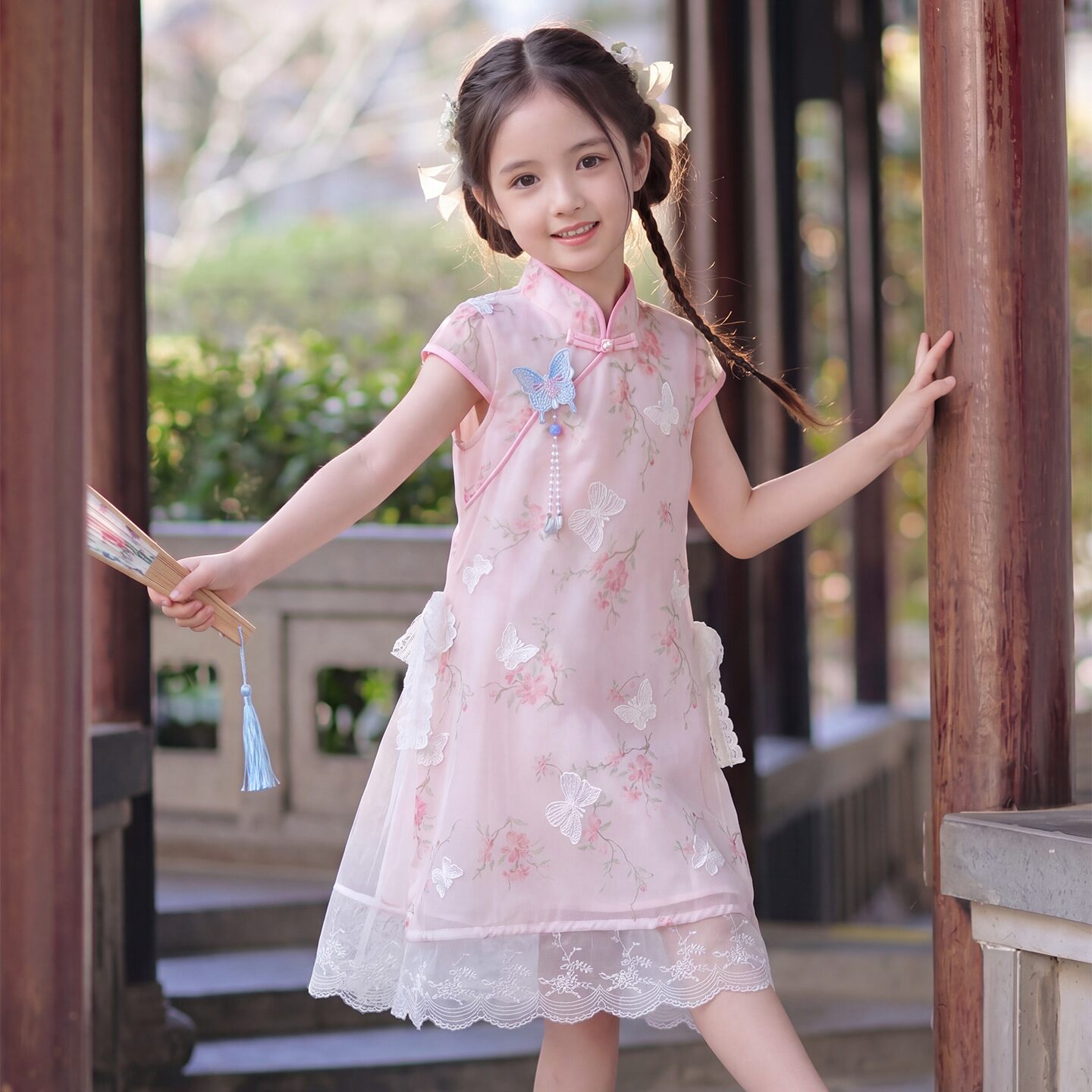 女童夏装汉服旗袍连衣裙新中式薄款古装2026新款儿童古风超仙裙子