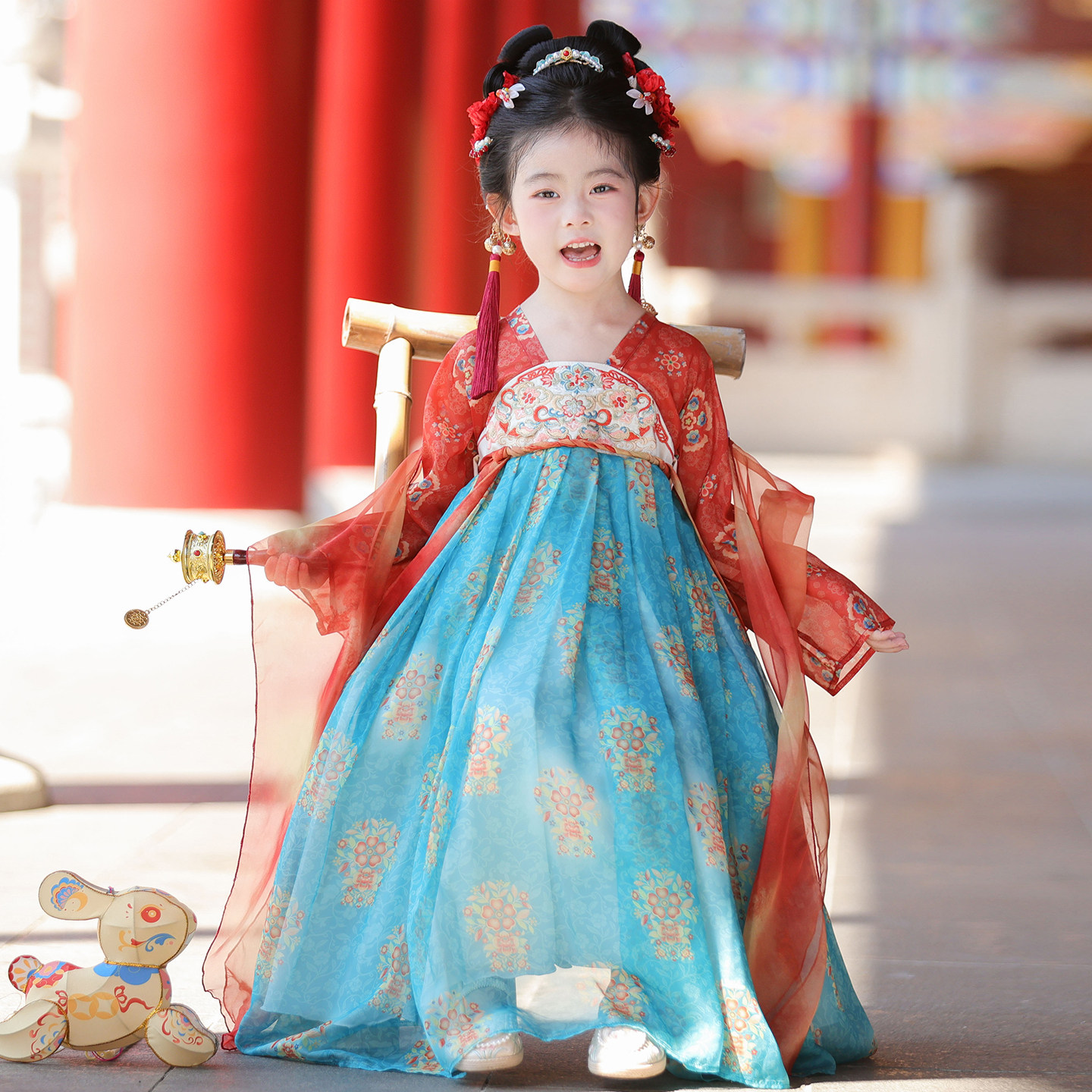 汉服女童2025新款唐装连衣裙秋季古风超仙古装儿童中国风裙子秋装