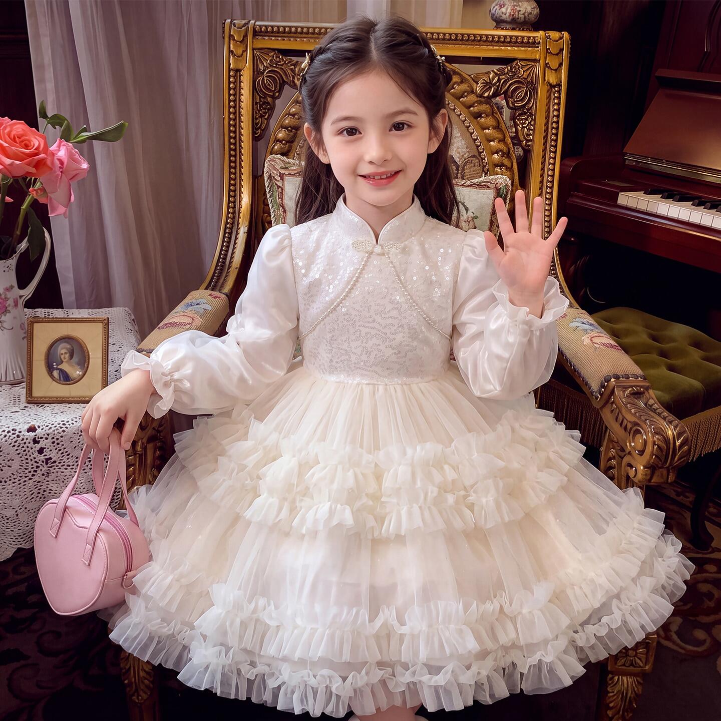 女童秋装连衣裙2026新款儿童装新中式裙子小女孩洋气中国风公主裙