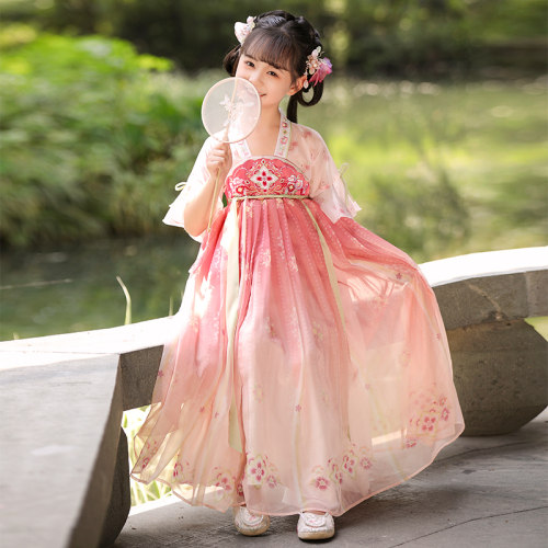 汉服女童夏款连衣裙2026新款中秋节公主古装夏季儿童国风唐装襦裙