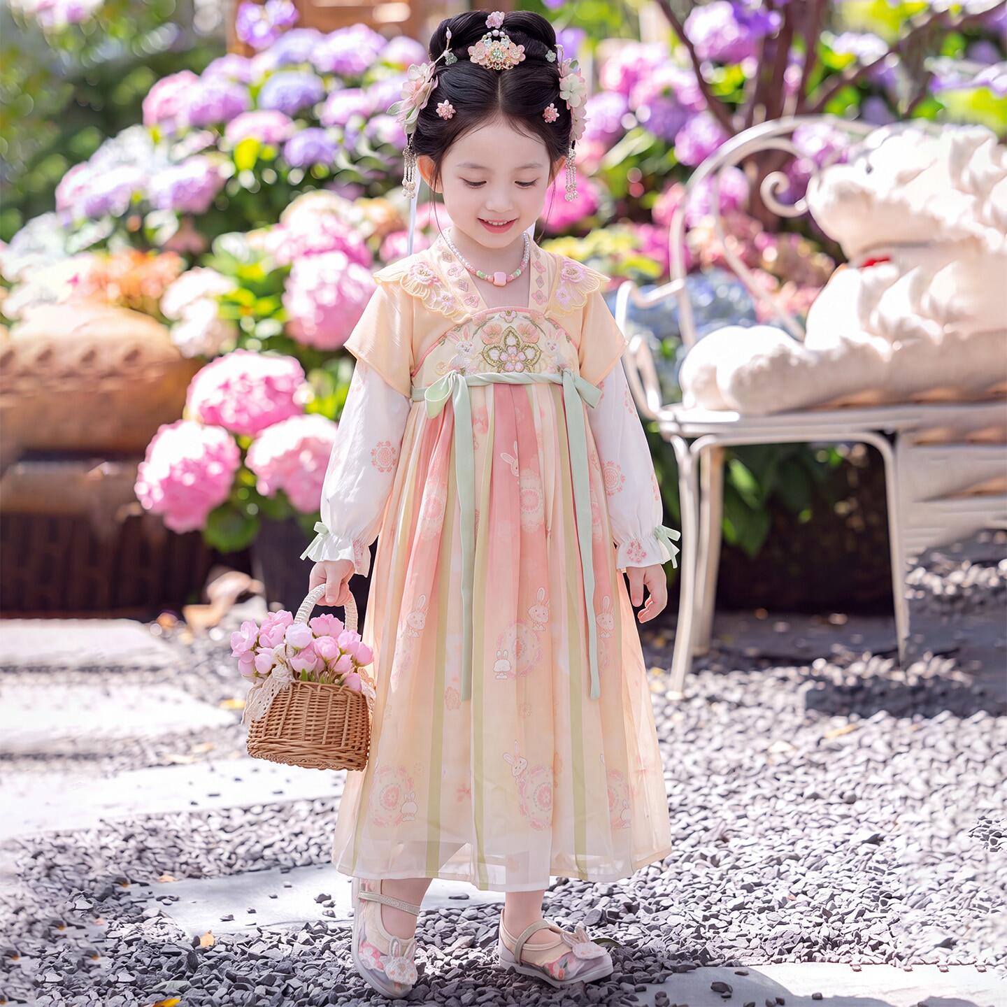 女童中秋节汉服唐装2026新款古风超仙公主连衣裙儿童秋季绝美古装