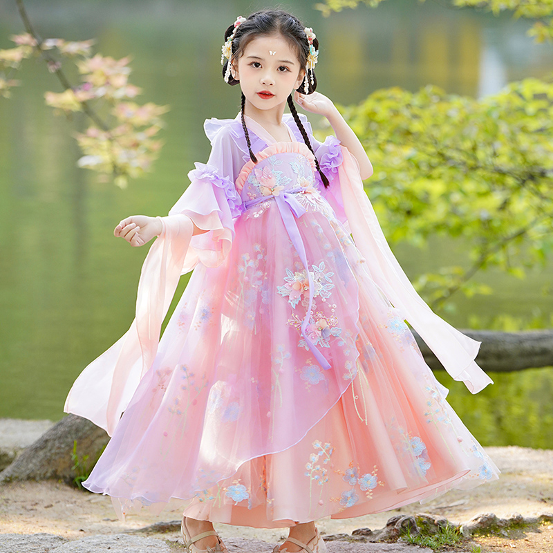 女童汉服夏款樱花公主古装连衣裙2025新款夏季儿童装超仙古风裙子