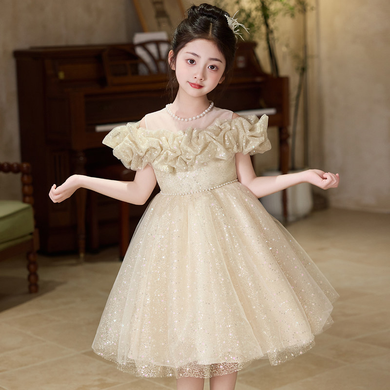 女童高端轻奢小众钢琴演奏礼服儿童女主持人花童婚礼小女孩公主裙
