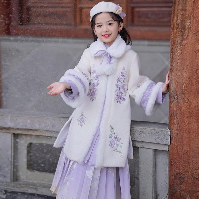 女童汉服冬季中国风古装超仙古风唐装儿童拜年服过年服加厚秋冬款