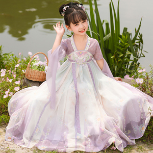 女童汉服夏款2024新款小女孩国风唐装连衣裙儿童古风超仙古装夏季
