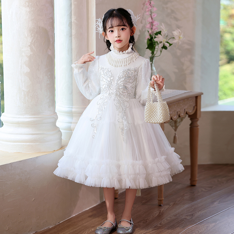 女童礼服轻奢小众高端秋冬装儿童生日公主裙花童小女孩钢琴表演服