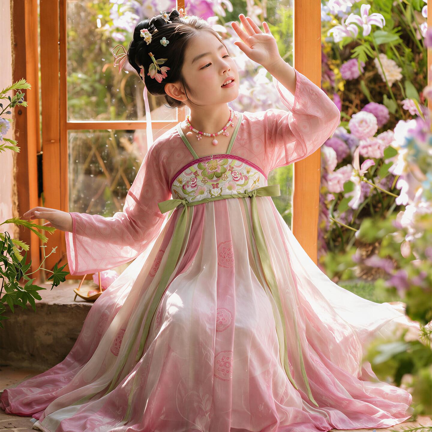 汉服女童秋装2026新款儿童古风襦裙古装女孩超仙连衣裙中国风秋季