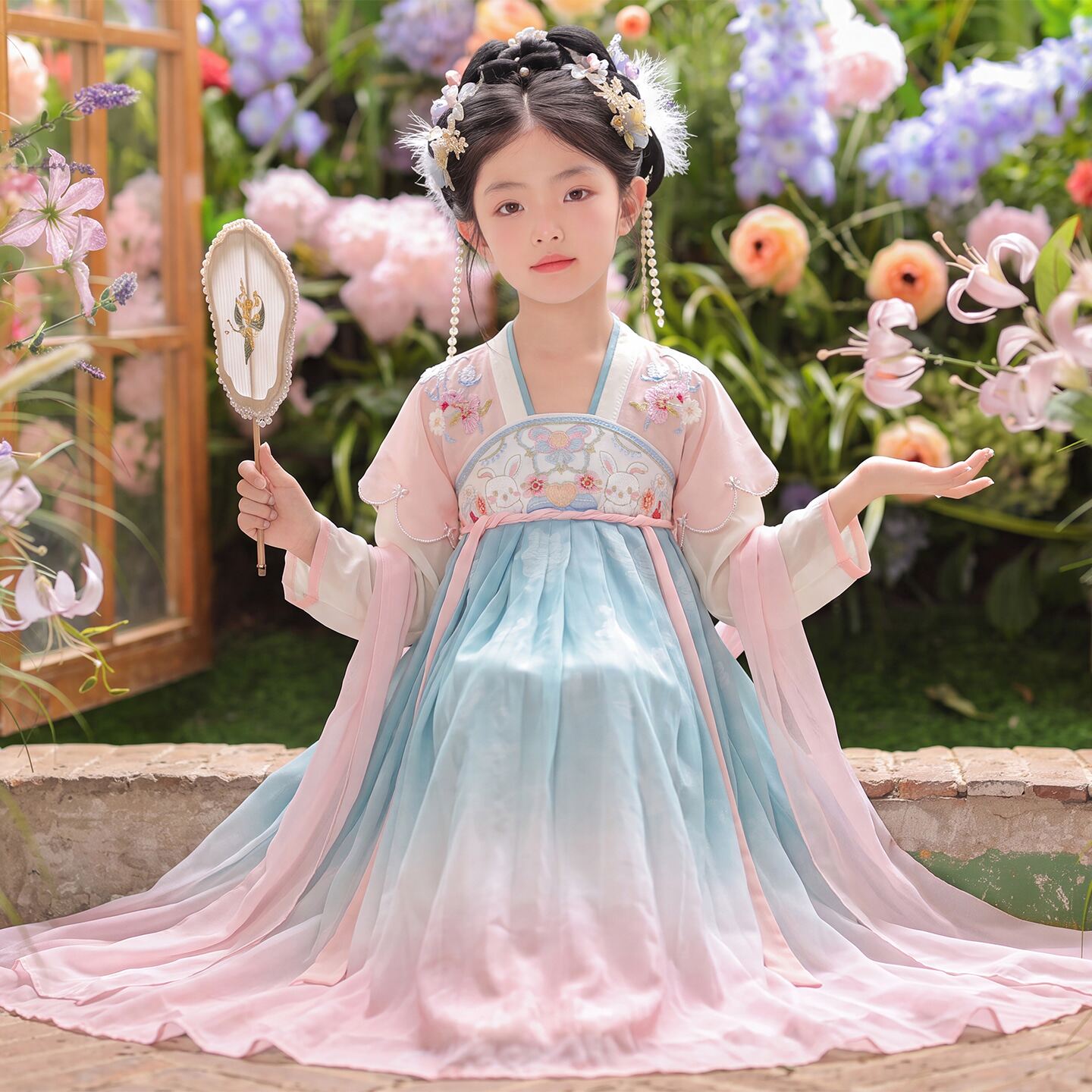 汉服女童秋季儿童古装连衣裙女孩古风超仙改良襦裙中国风宝宝唐装