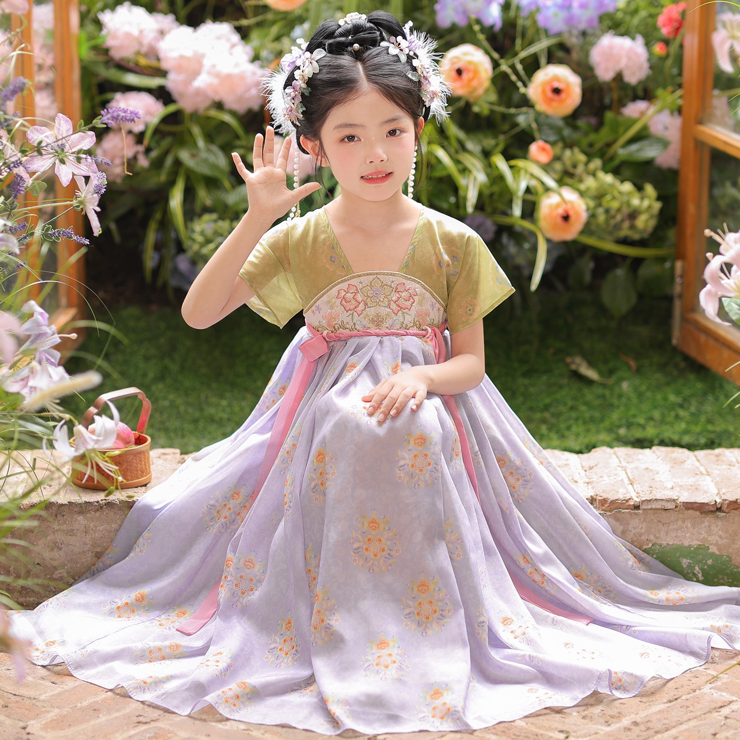 汉服女童夏季薄款短袖儿童中国风仙气公主连衣裙女孩古装表演襦裙