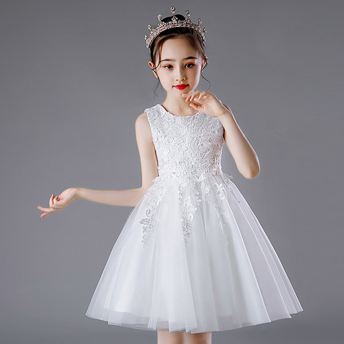 女童公主裙礼服2026新款白色裙子儿童洋气女孩夏季蓬蓬纱裙连衣裙