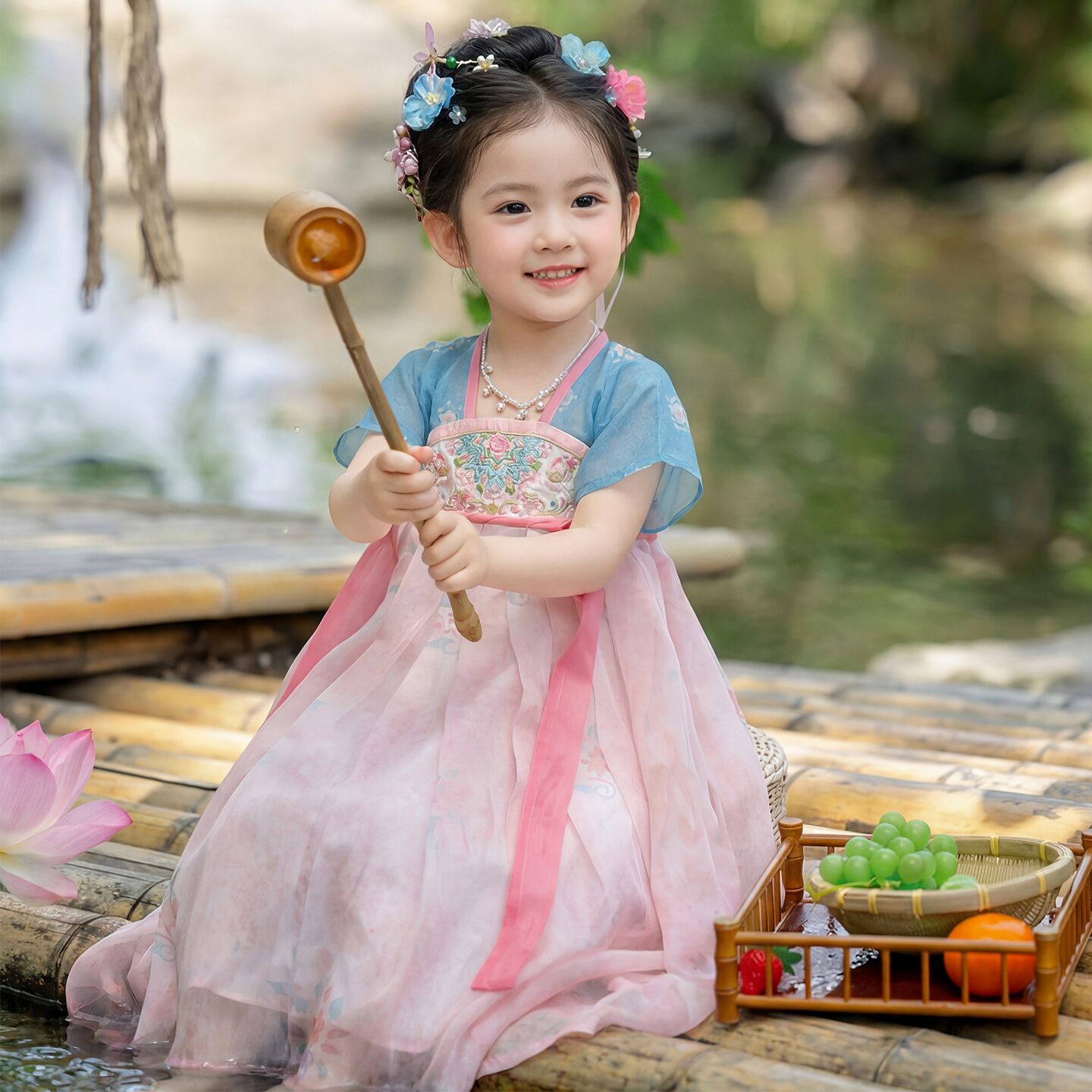 汉服女童2026新款夏装古风超仙女孩公主裙国风儿童古装薄款连衣裙图片