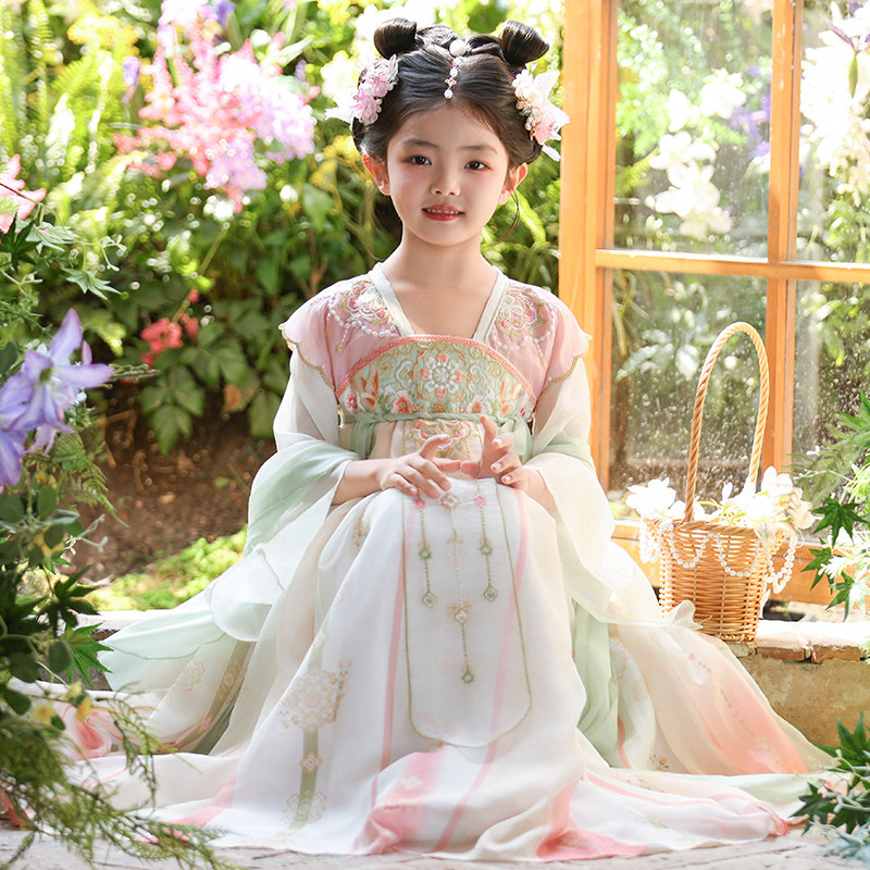 女童汉服秋季古装连衣裙2026新款儿童中国风唐装小女孩古风公主裙