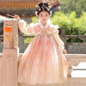 中国风唐装 儿童古装 连衣裙 女孩古风裙子冬季 汉服女童秋冬2026新款