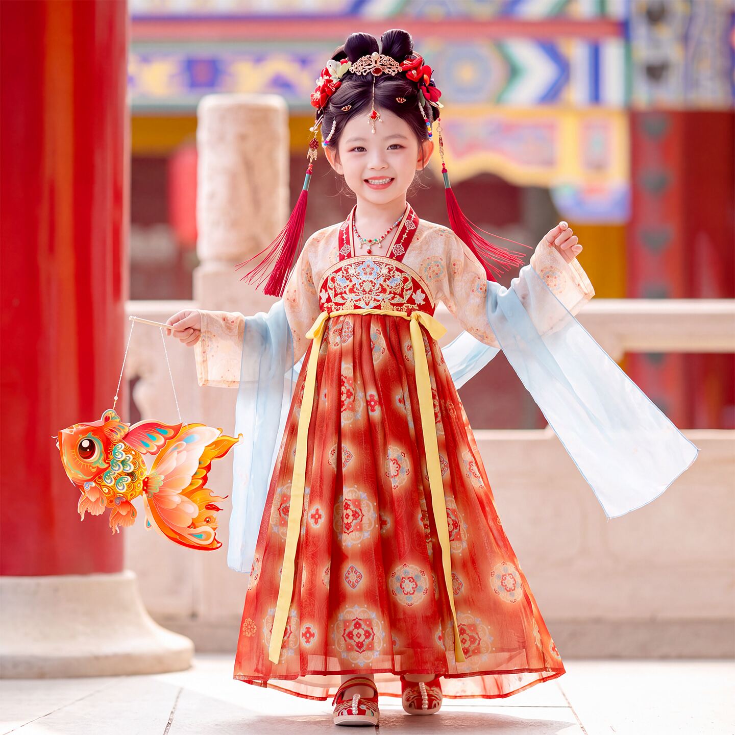 中秋节女童汉服连衣裙2026新款秋季儿童宝宝古装超仙国风公主襦裙