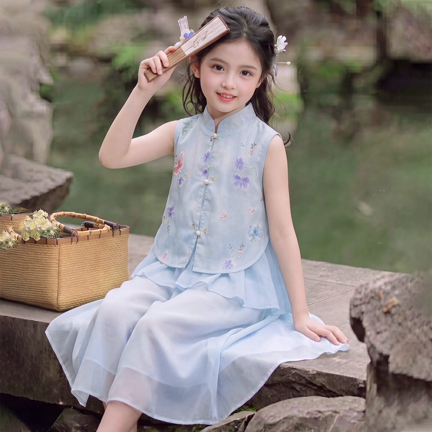 女童汉服古装两件套夏季2026新款古风超仙旗袍儿童新中式套装夏款