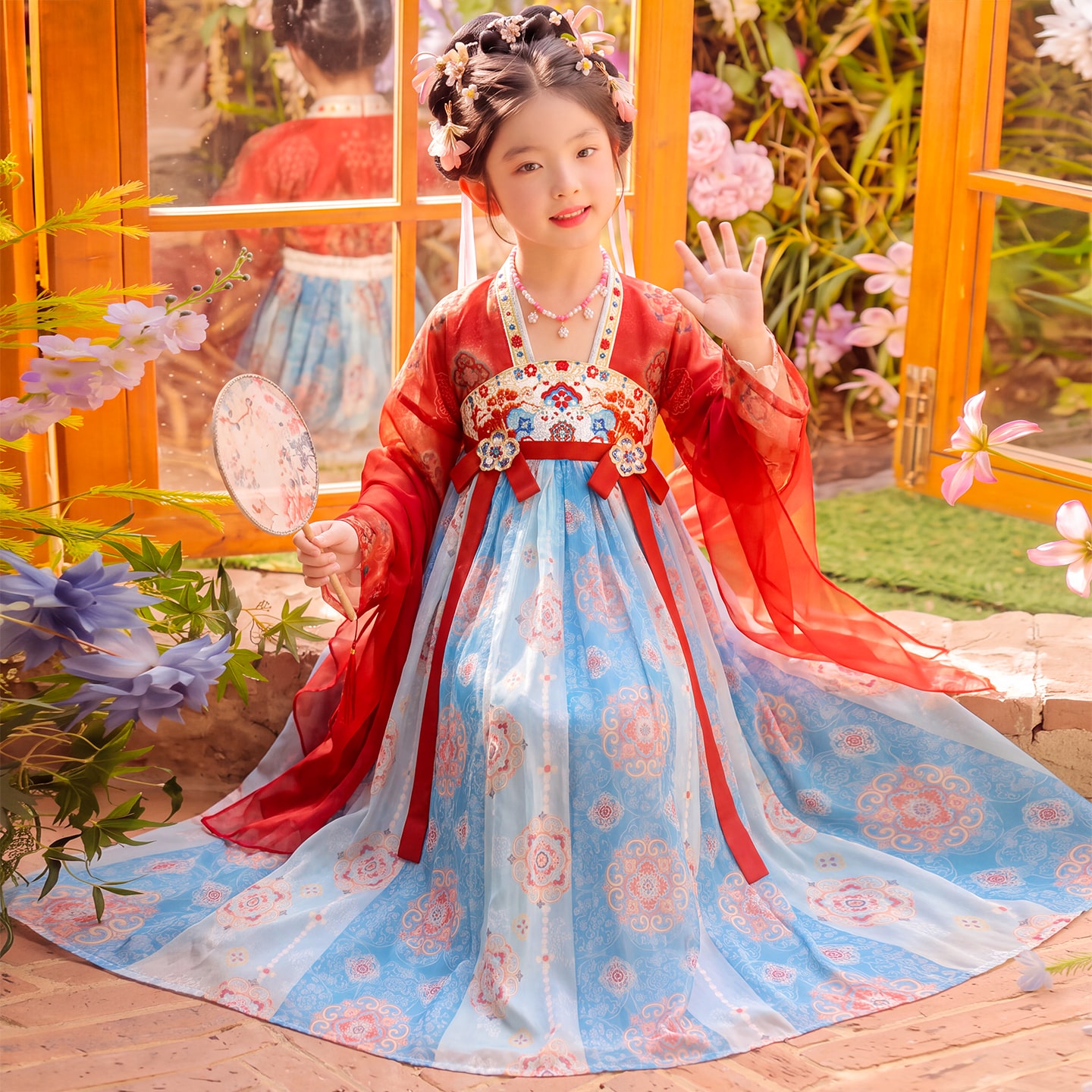 汉服女童2026新款秋季儿童古风超仙公主裙唐装国风中秋表演连衣裙